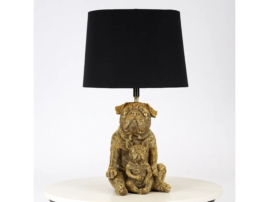 Lampa stołowa Dog, kolor złoty, 26 x 26 x 43,8 cm, 1 x E27, motyw: pies, Mauro Ferretti