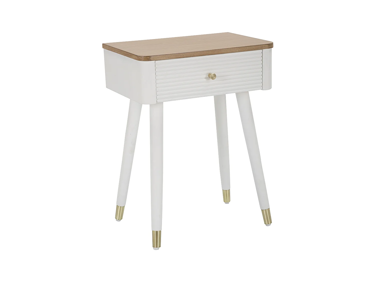 Comodino in legno bianco e marrone con cassetto cm 45x32x62