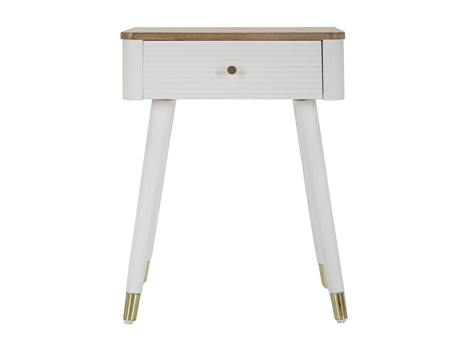 Comodino in legno bianco e marrone con cassetto cm 45x32x62