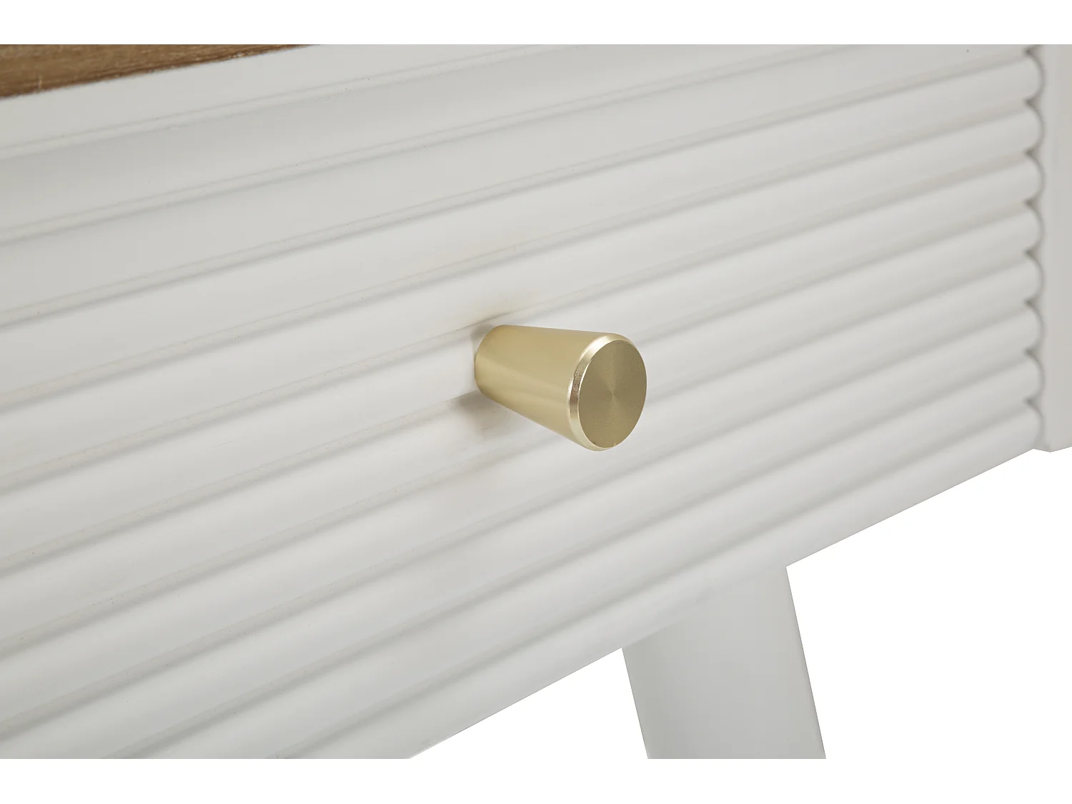 Comodino in legno bianco e marrone con cassetto cm 45x32x62