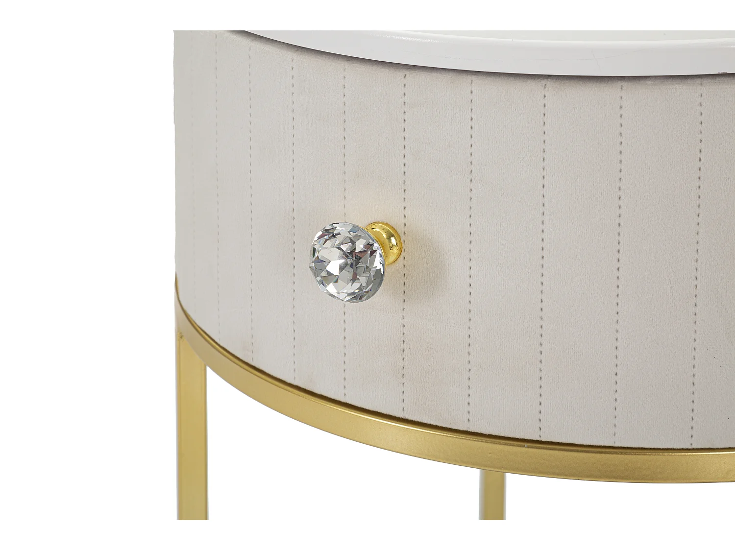 Table de Chevet Effet Marbre "Montpellier" 48 cm Crème & Or