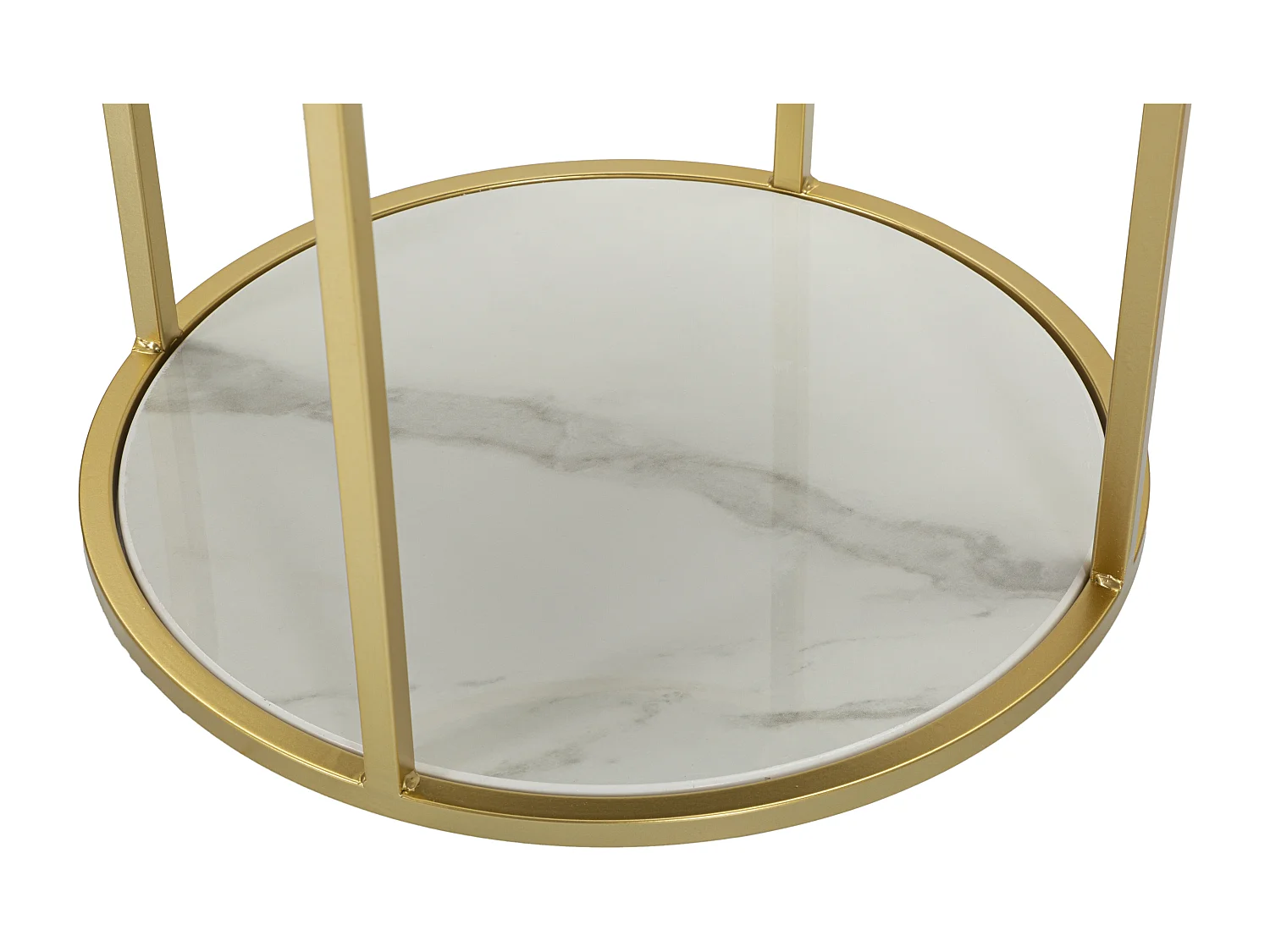 Table de Chevet Effet Marbre "Montpellier" 48 cm Crème & Or