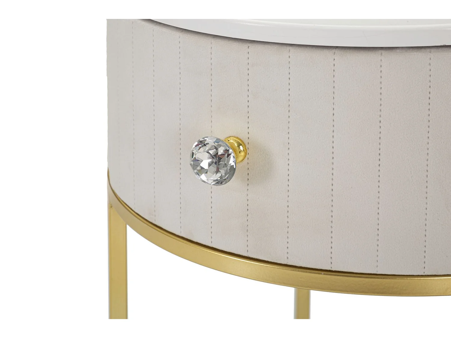 Table de Chevet Effet Marbre "Montpellier" 48 cm Crème & Or