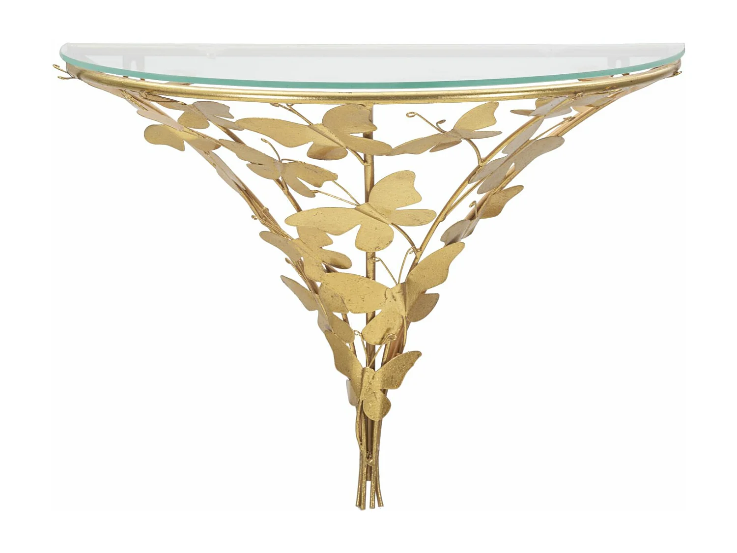 Comodino sospeso in metallo dorato con farfalle cm 44,5x24,5x34,5