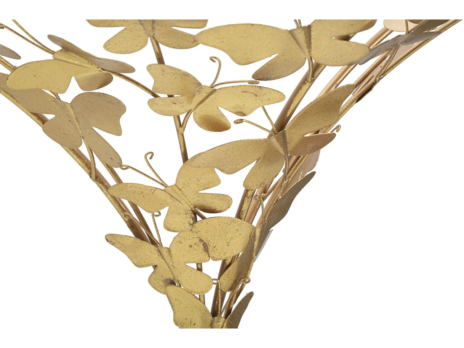 Comodino sospeso in metallo dorato con farfalle cm 44,5x24,5x34,5