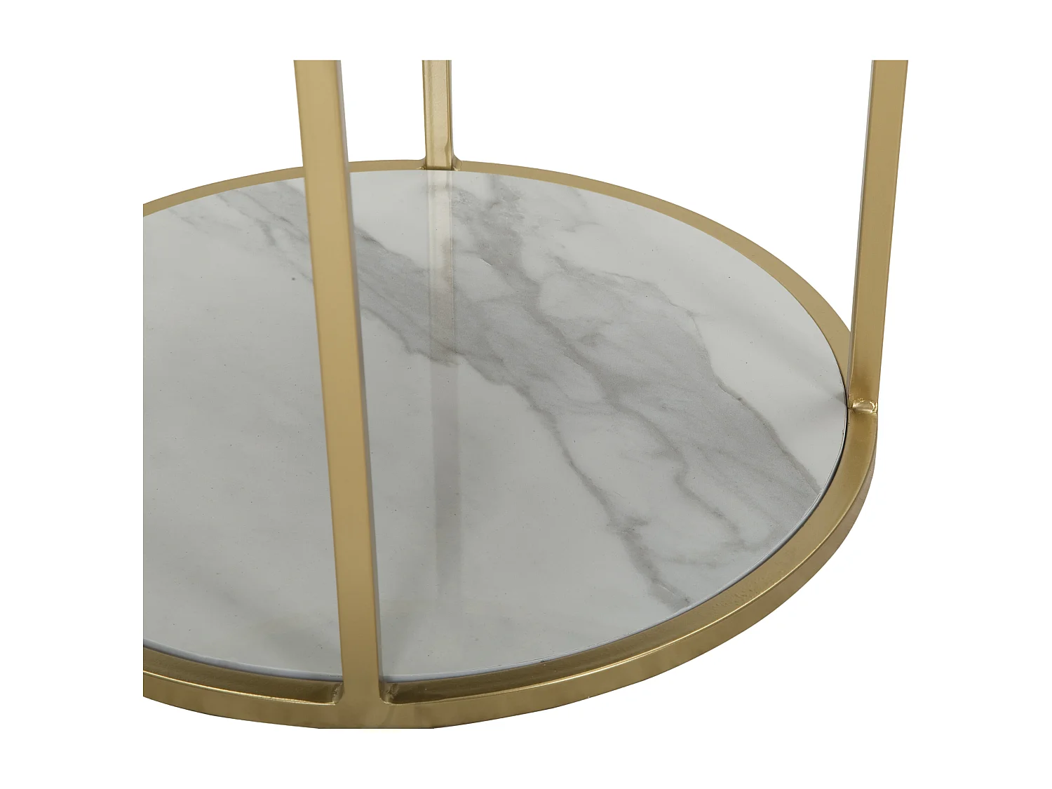 Table de chevet en métal tissu bois doré noir et blanc Ø 42x48 cm