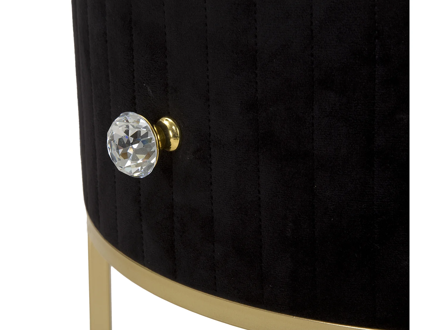 Table de chevet en métal tissu bois doré noir et blanc Ø 42x48 cm