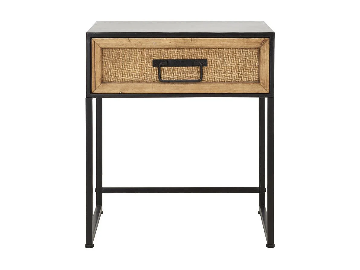 Table de Chevet Design "Hanoï" 51cm Naturel & Noir