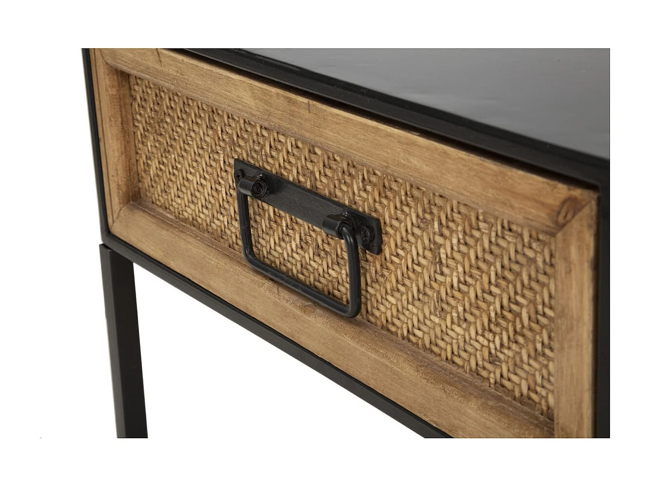 Table de Chevet Design "Hanoï" 51cm Naturel & Noir