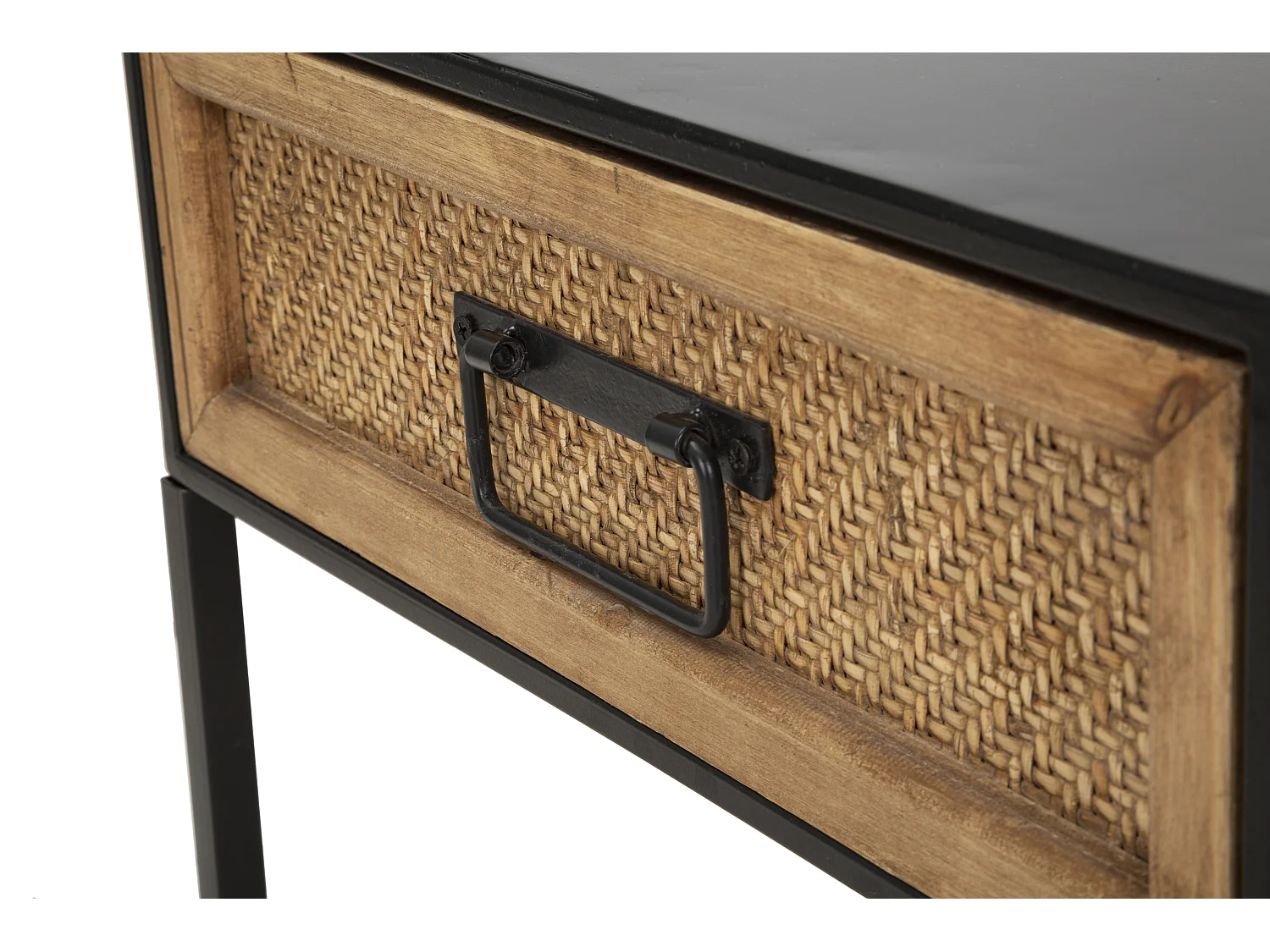 Table de Chevet Design "Hanoï" 51cm Naturel & Noir