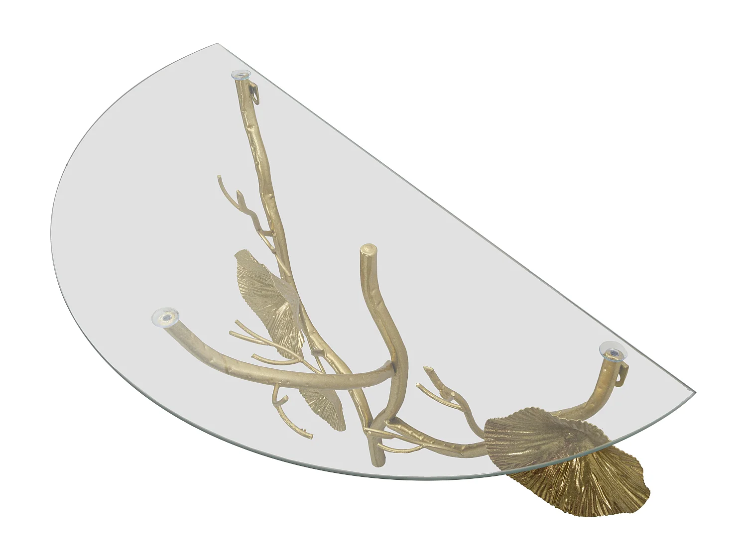 Wandregal aus goldfarbenem Metall mit Glasablage Tisty