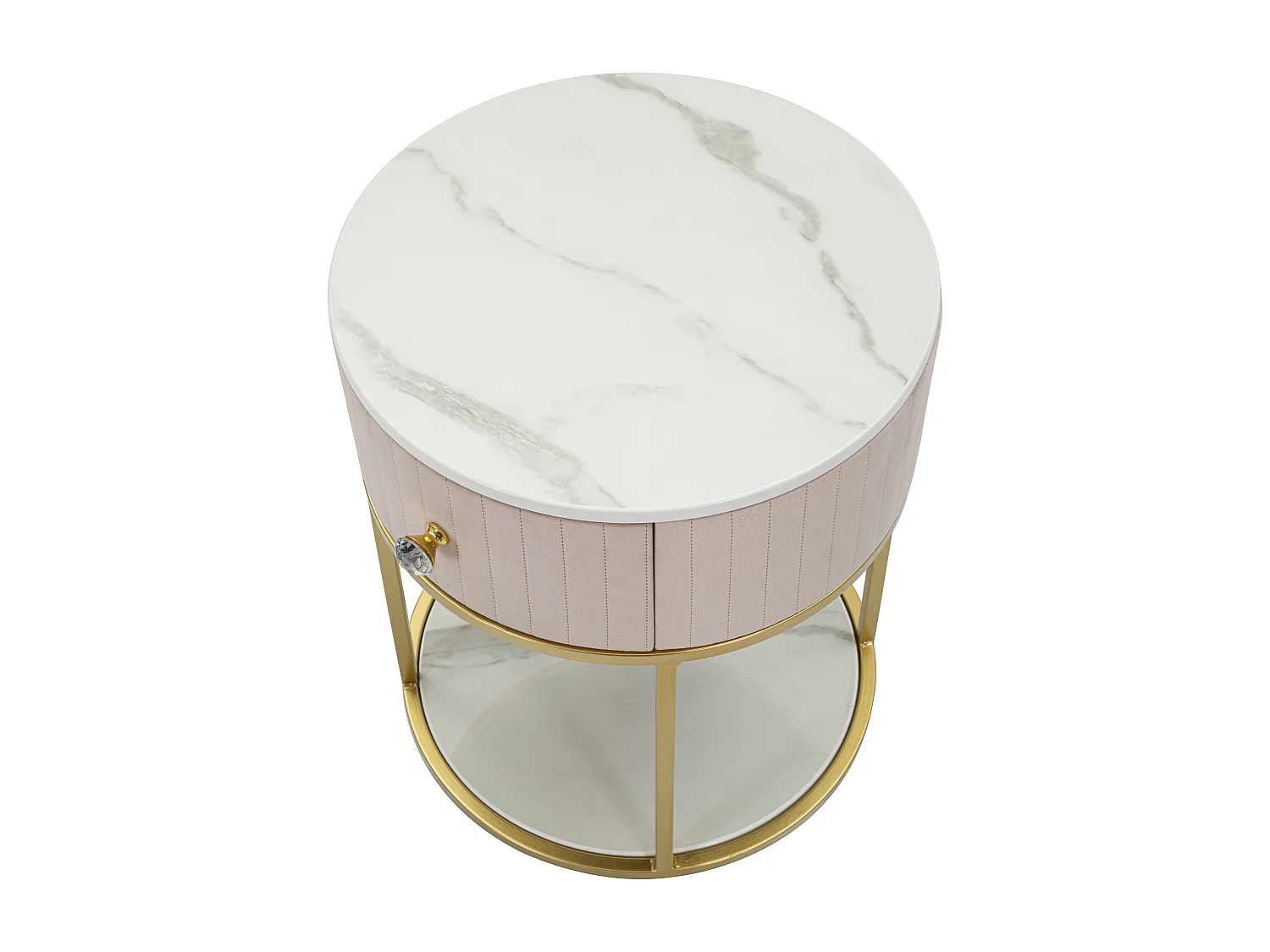 Table de Chevet Effet Marbre "Montpellier" 48 cm Rose & Or