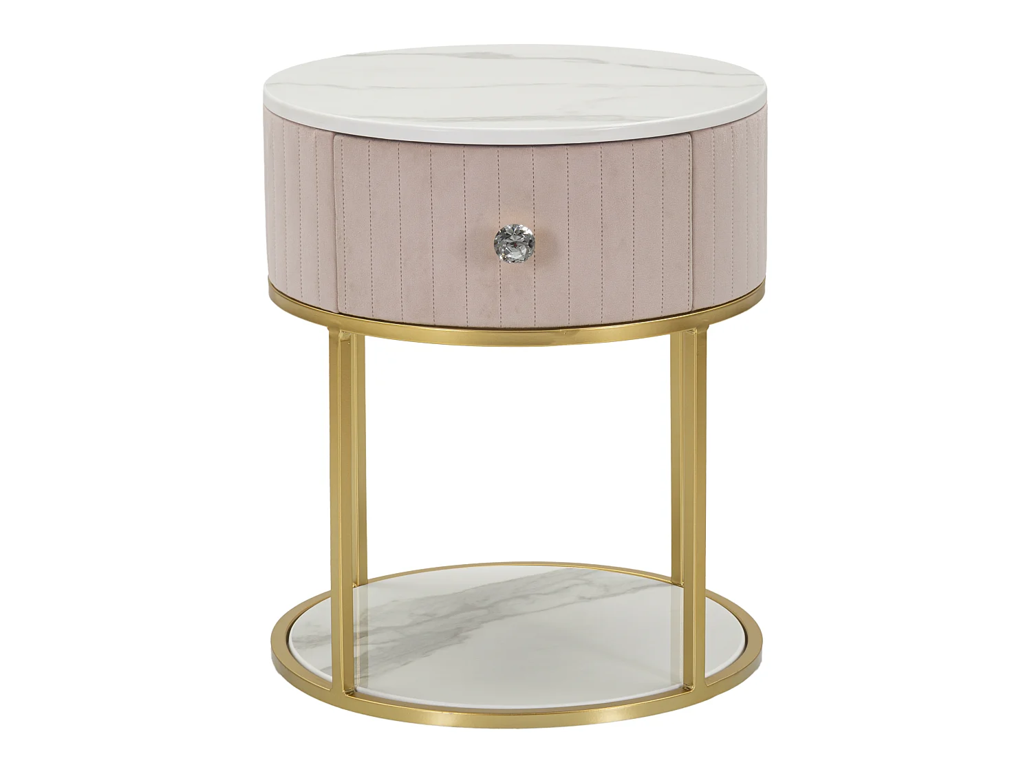 Table de Chevet Effet Marbre "Montpellier" 48 cm Rose & Or