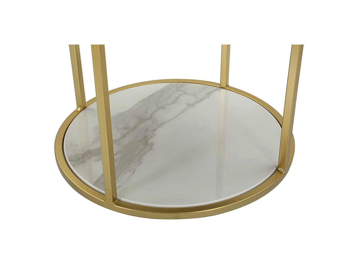 Table de Chevet Effet Marbre "Montpellier" 48 cm Rose & Or