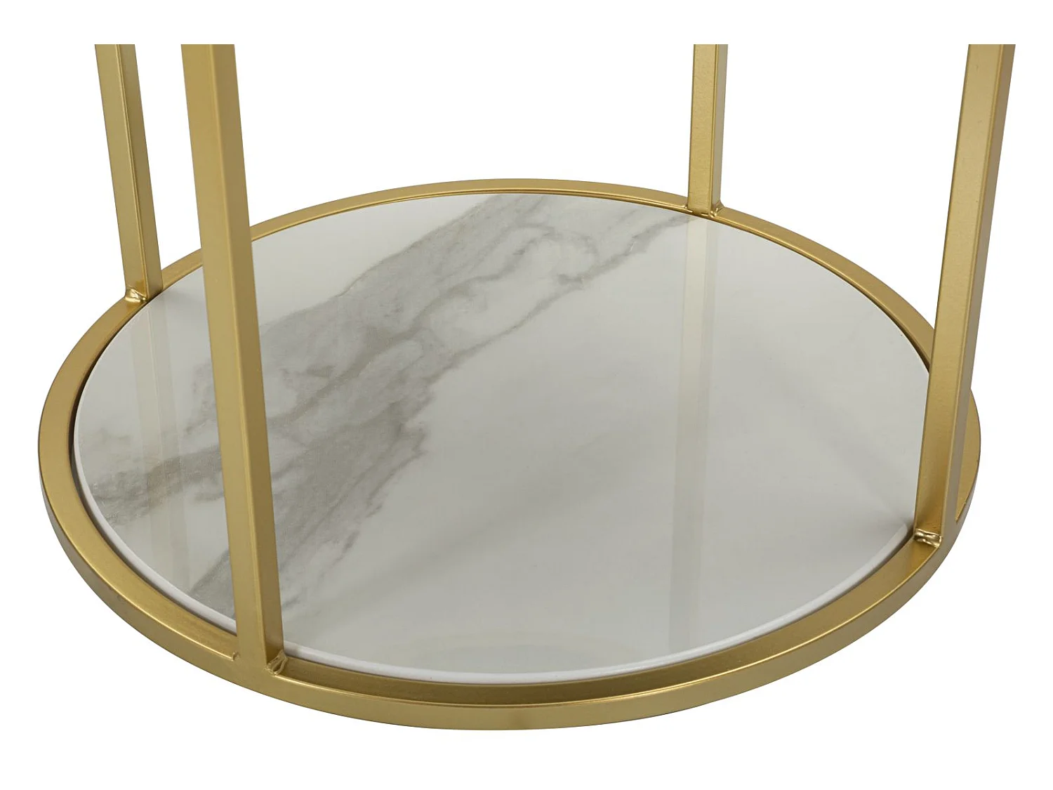 Table de Chevet Effet Marbre "Montpellier" 48 cm Rose & Or