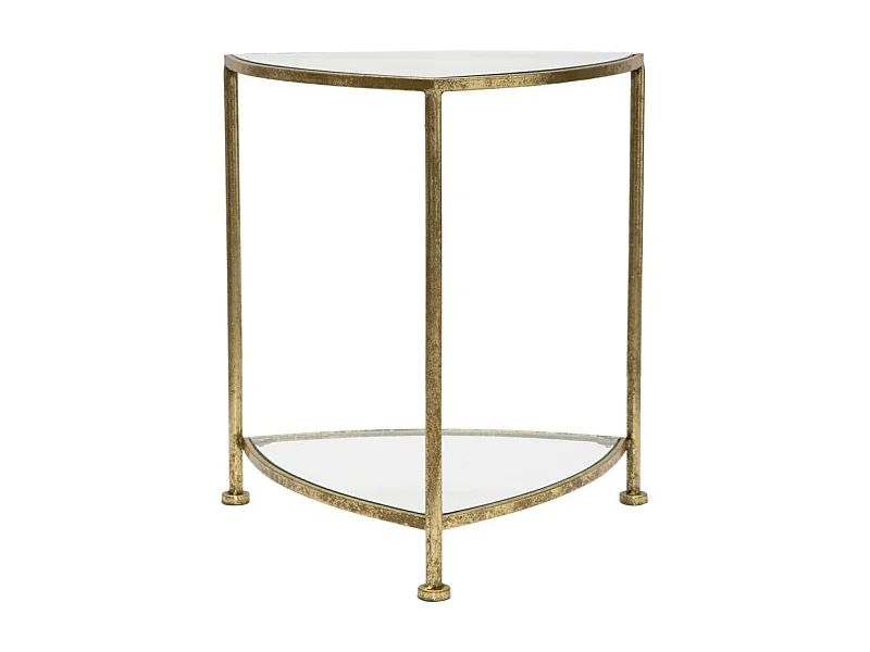 Driehoekige kast in goudkleurig metaal met plank 45x45x50 cm