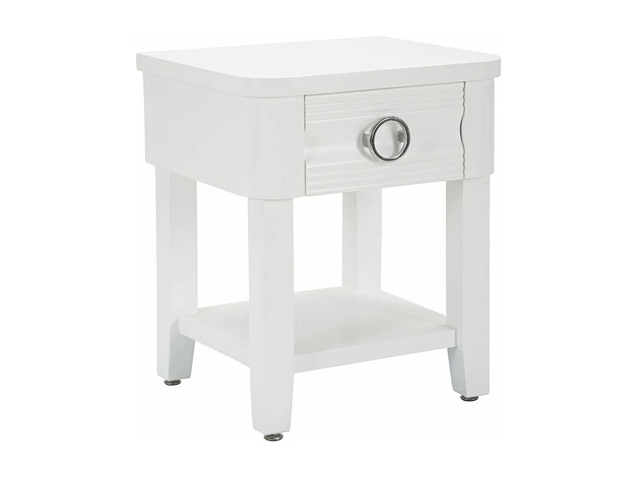 Comodino con cassetto e ripiano in legno bianco cm 45x40x54