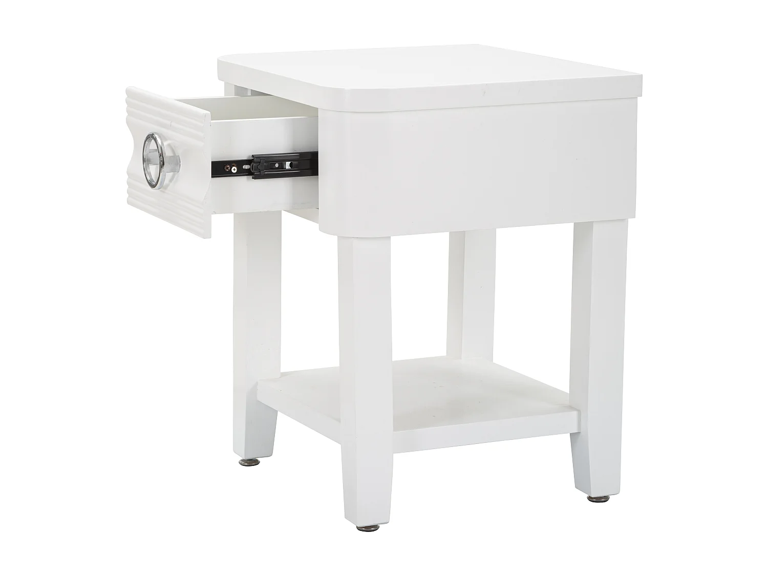 Comodino con cassetto e ripiano in legno bianco cm 45x40x54