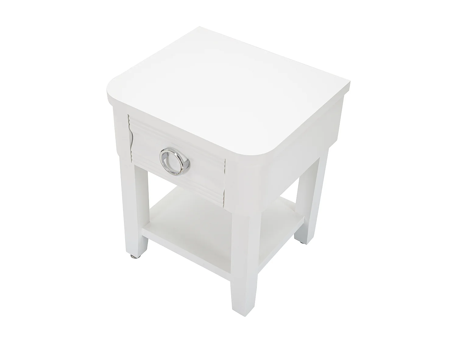 Comodino con cassetto e ripiano in legno bianco cm 45x40x54
