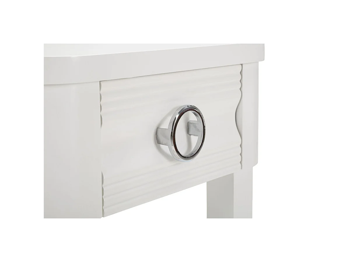 Shine Nachttisch aus weißem Holz, 45 x 40 x 54 cm – Nachttisch mit Schublade und Ablage – Modernes Design – Tannenholz und MDF