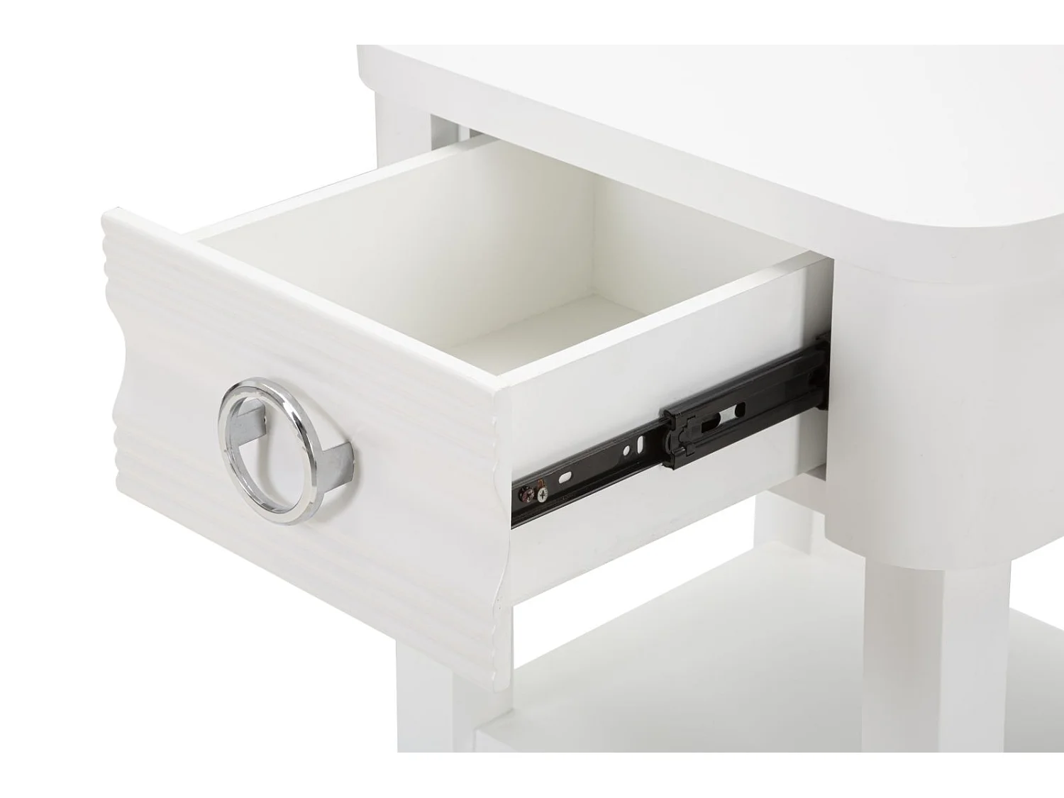Shine Nachttisch aus weißem Holz, 45 x 40 x 54 cm – Nachttisch mit Schublade und Ablage – Modernes Design – Tannenholz und MDF