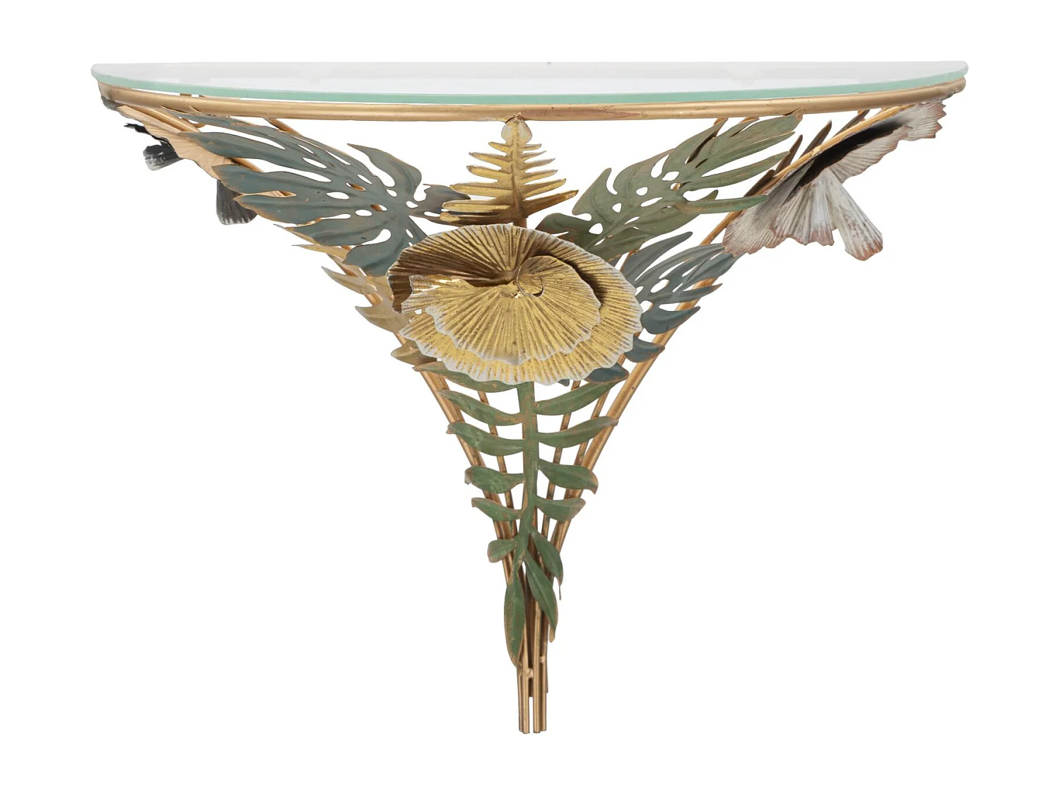 Comodino sospeso in metallo multicolore con foglie cm 44,5x24,5x34,5