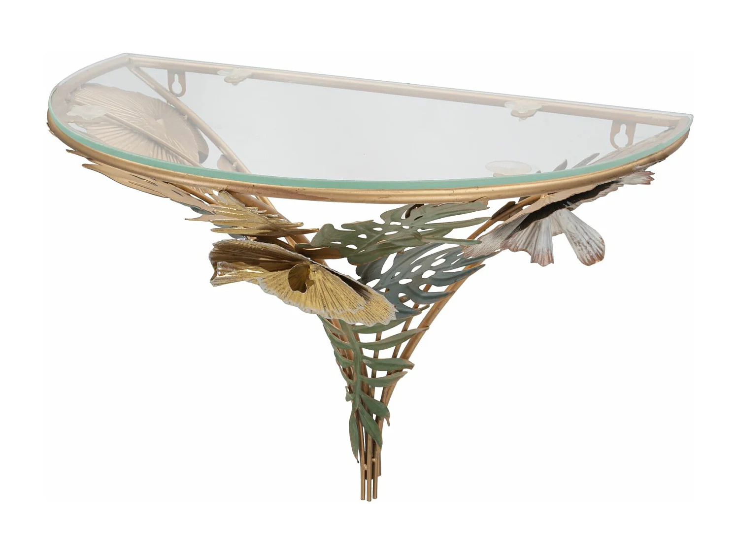 Comodino sospeso in metallo multicolore con foglie cm 44,5x24,5x34,5