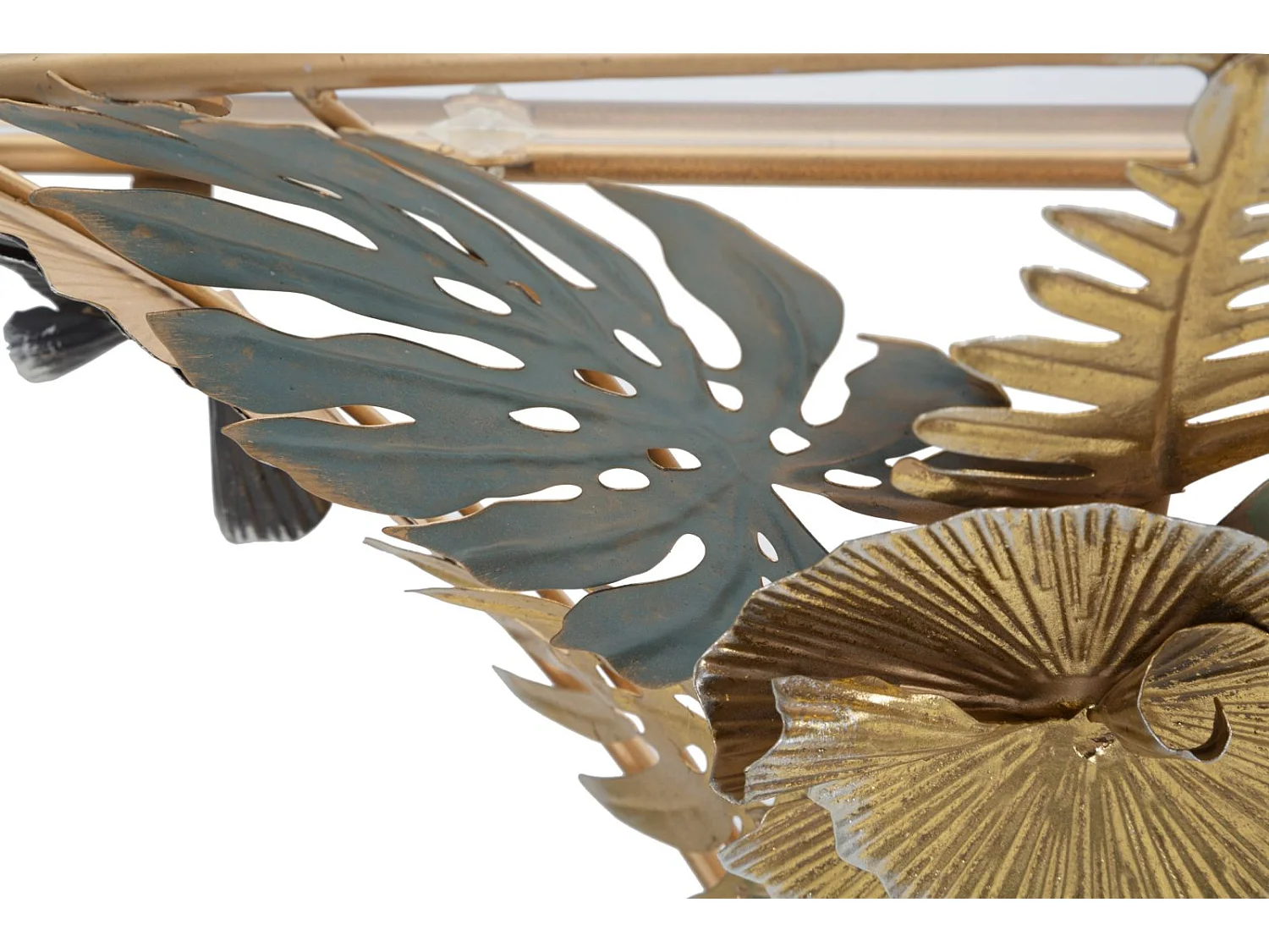 Comodino sospeso in metallo multicolore con foglie cm 44,5x24,5x34,5