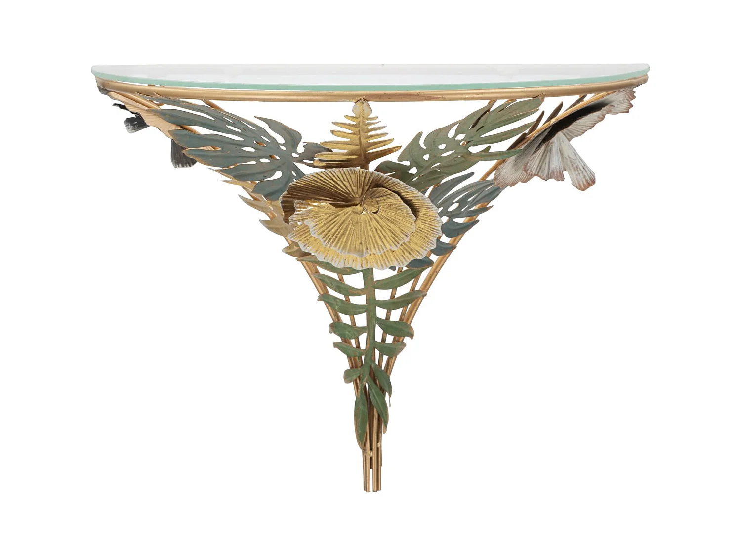 Table de chevet suspendue en métal multicolore avec feuilles 44,5x24,5x34,5 cm