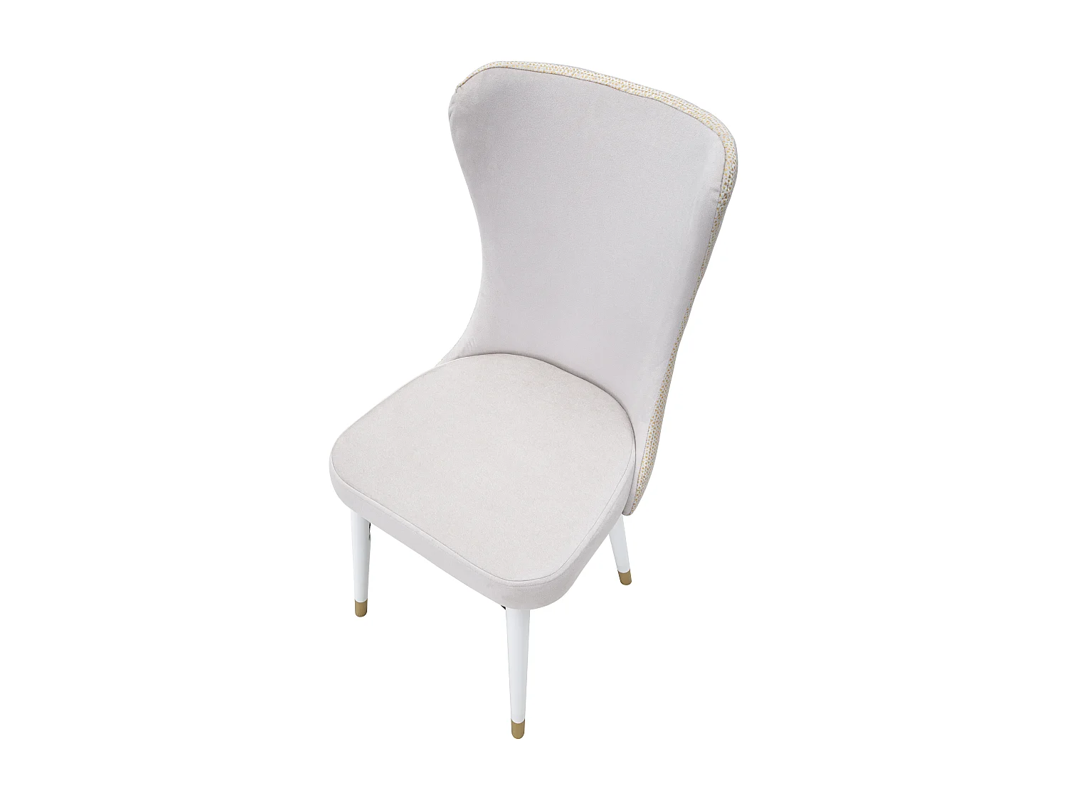 Set di 2 sedie in tessuto beige con gambe bianche e dorate cm 40x65x99