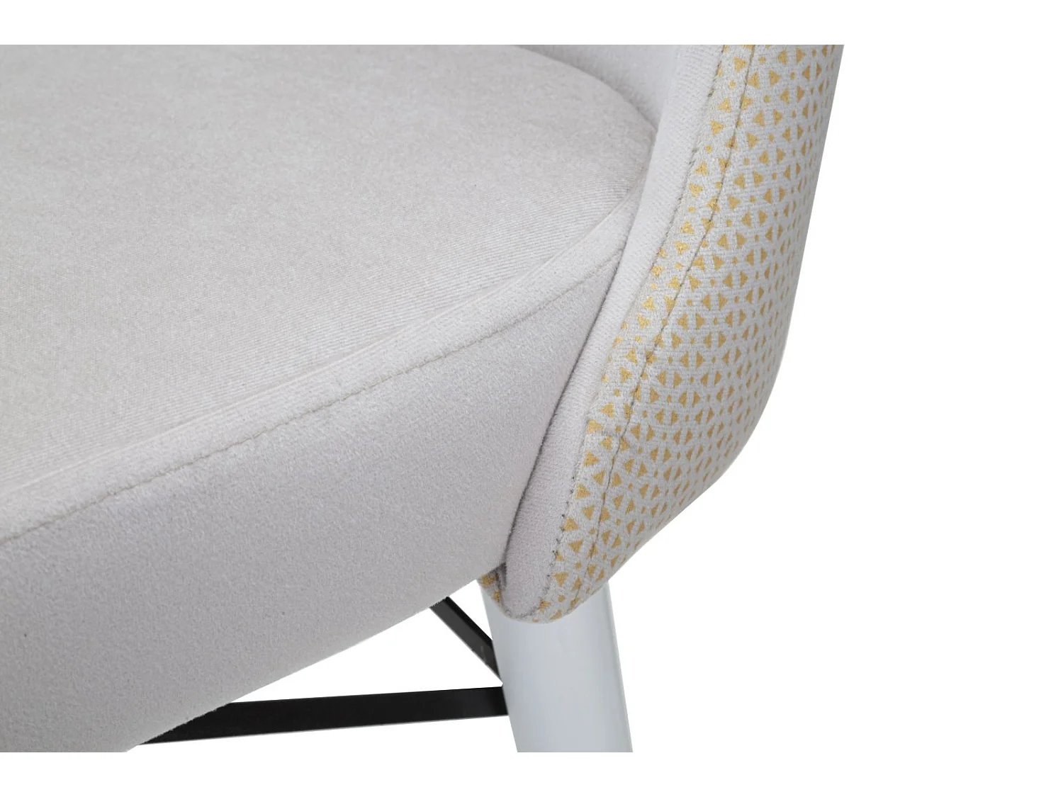 Set di 2 sedie in tessuto beige con gambe bianche e dorate cm 40x65x99