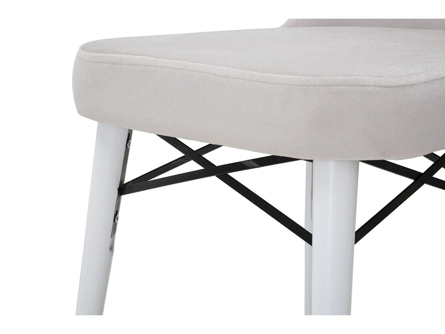 Set di 2 sedie in tessuto beige con gambe bianche e dorate cm 40x65x99