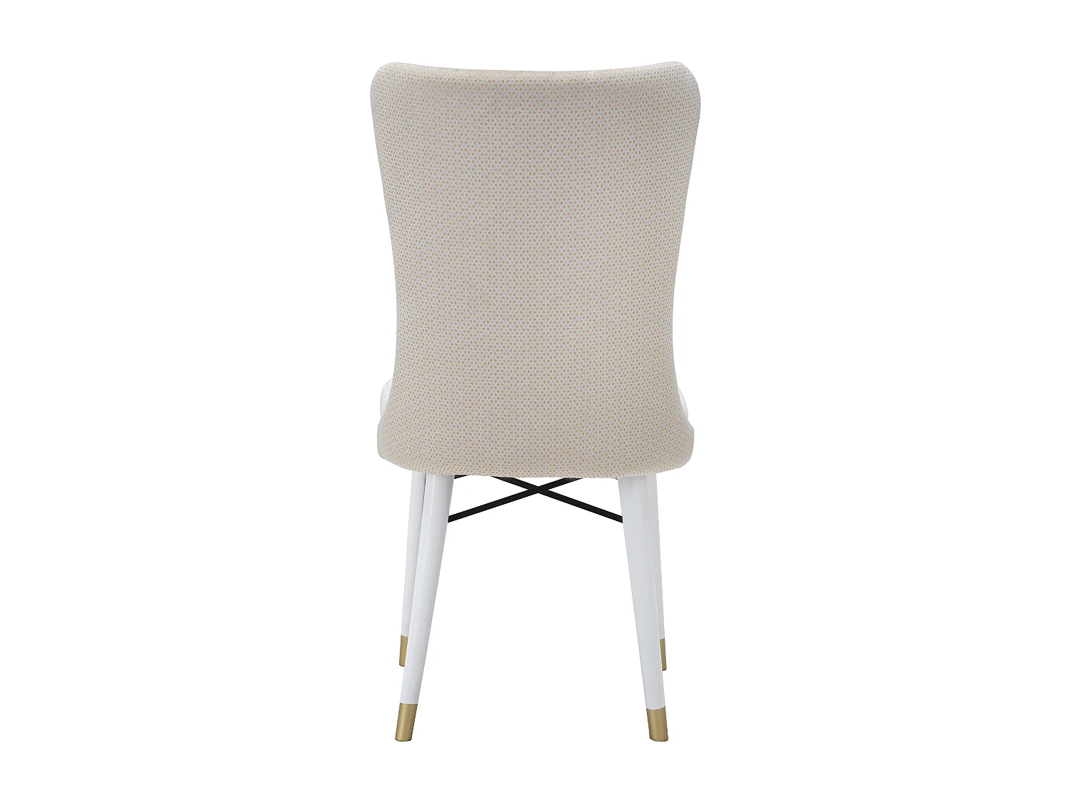 Set di 2 sedie in tessuto beige con gambe bianche e dorate cm 40x65x99