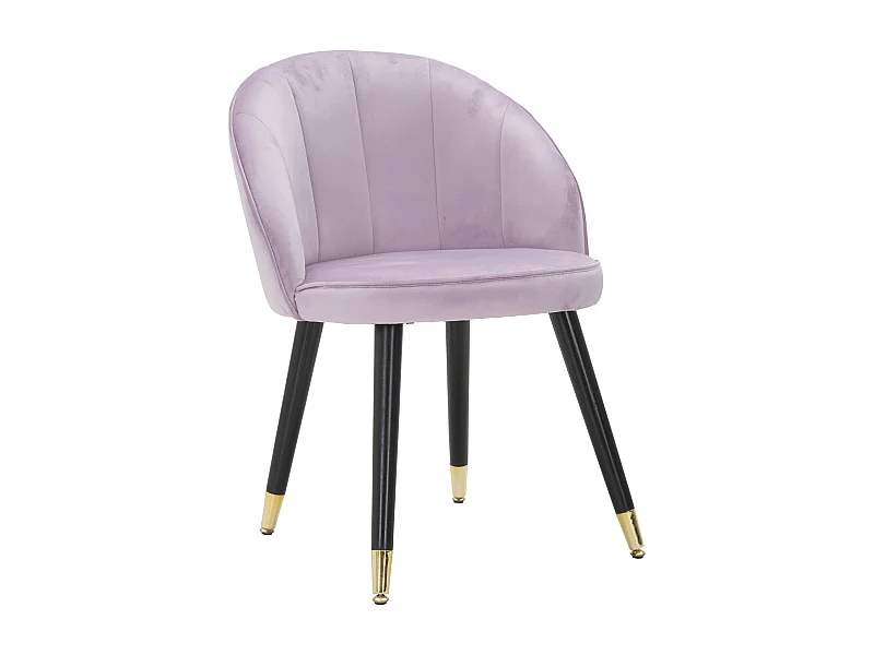 Sedia in tessuto rosa con schinale e gambe in legno nero cm 57x58x80