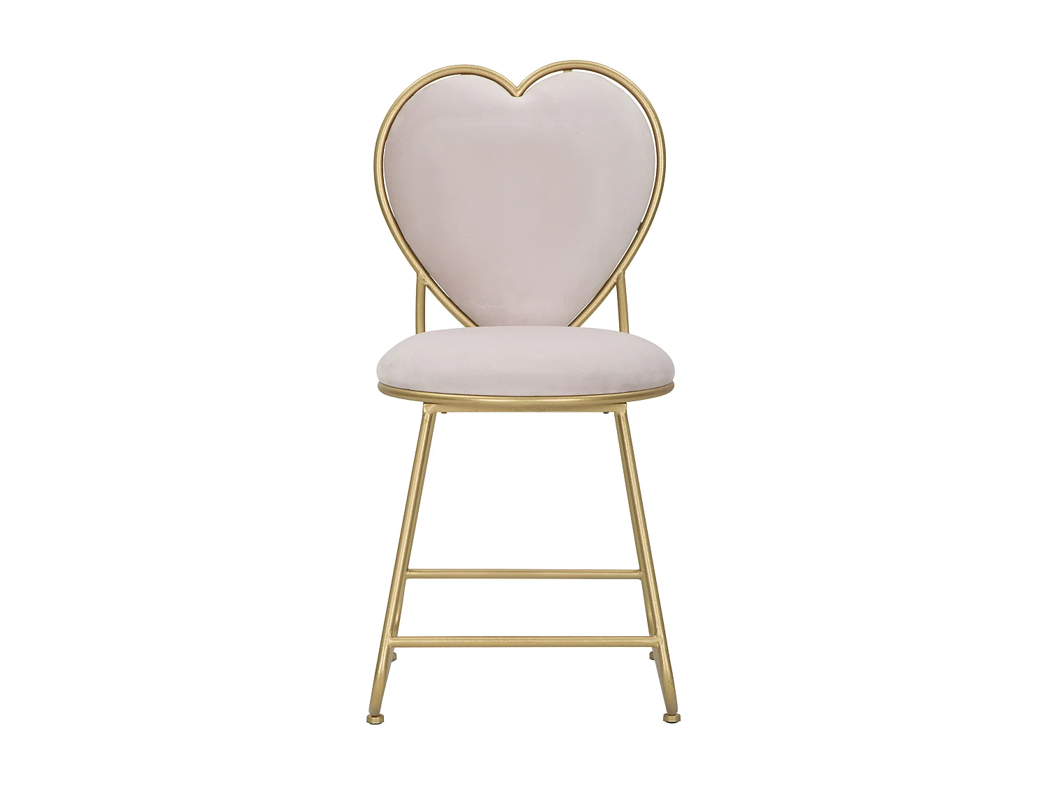 Chaise coeur en métal et tissu doré et rose 37x47x80 cm