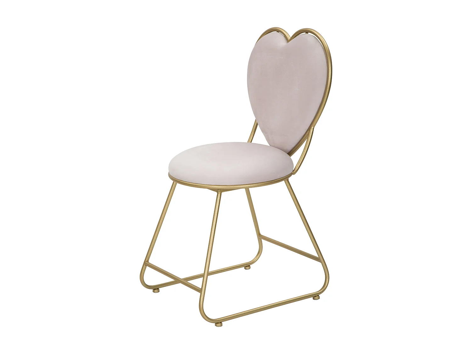 Chaise coeur en métal et tissu doré et rose 37x47x80 cm