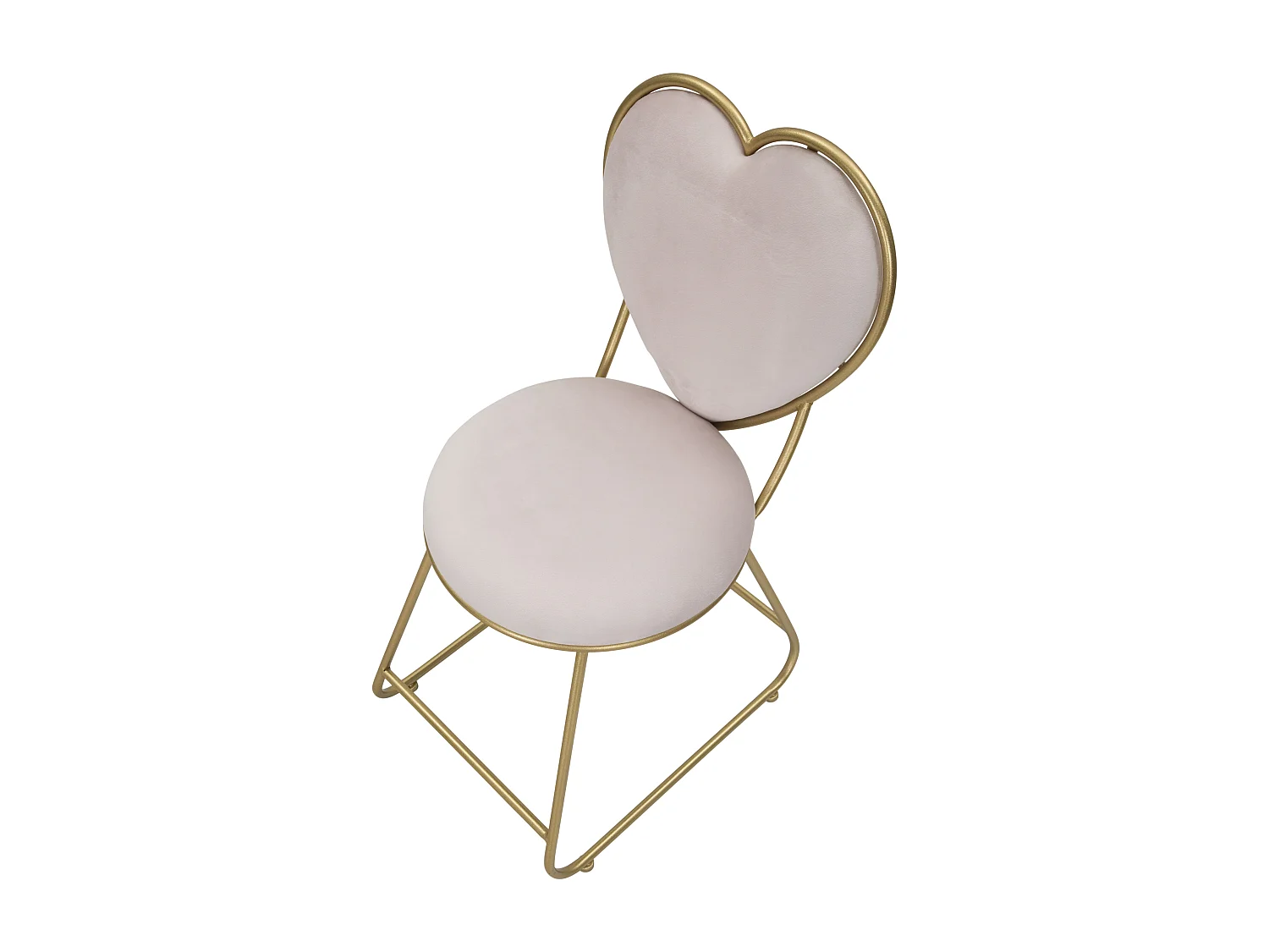 Chaise coeur en métal et tissu doré et rose 37x47x80 cm