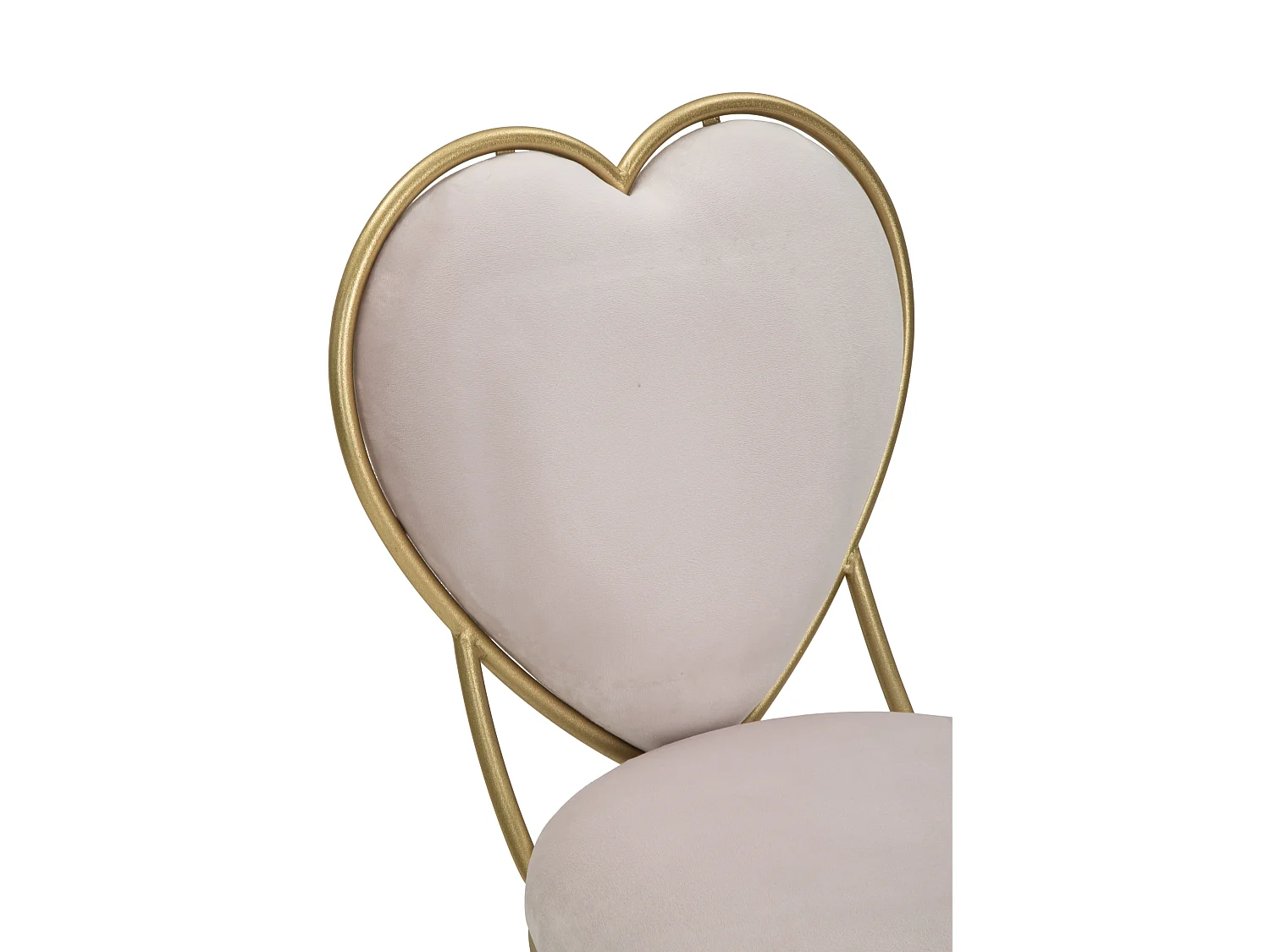 Chaise coeur en métal et tissu doré et rose 37x47x80 cm