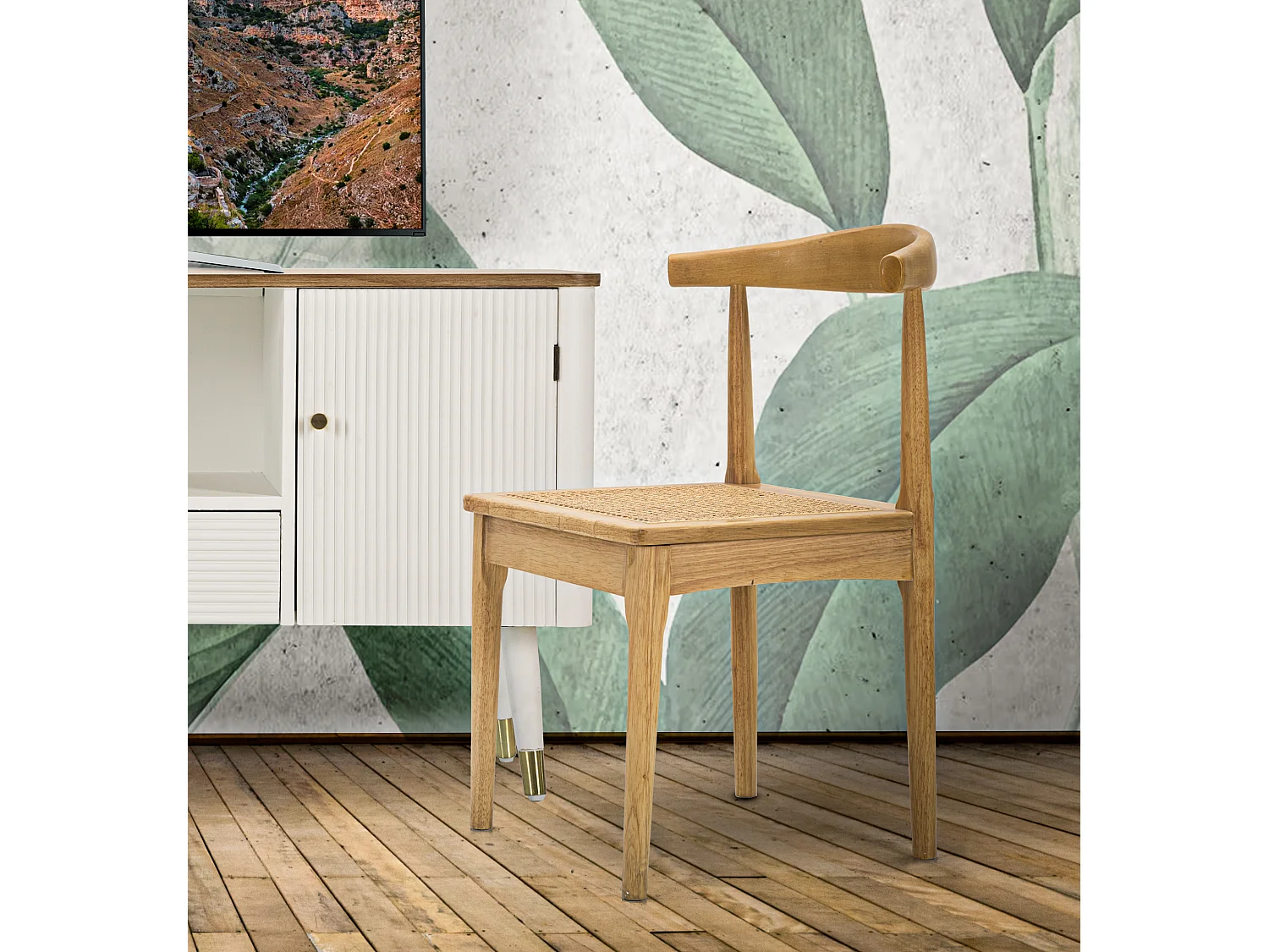 Lot de 2 chaises en bois marron 54x54x70 cm