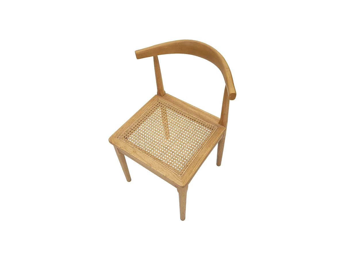 Zestaw 2 krzeseł Japan -A- 54x54x70 cm z drewna kauczukowego i plecionego rattanu, kolor brązowy - Design boho chic inspirowany stylem orientalnym