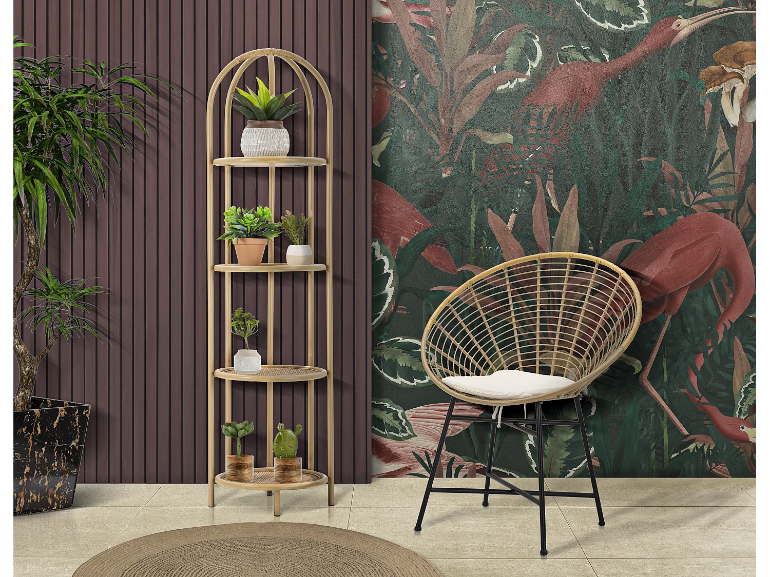 Sedia in metallo marrone e nero con cuscino cm 72x56,5x88