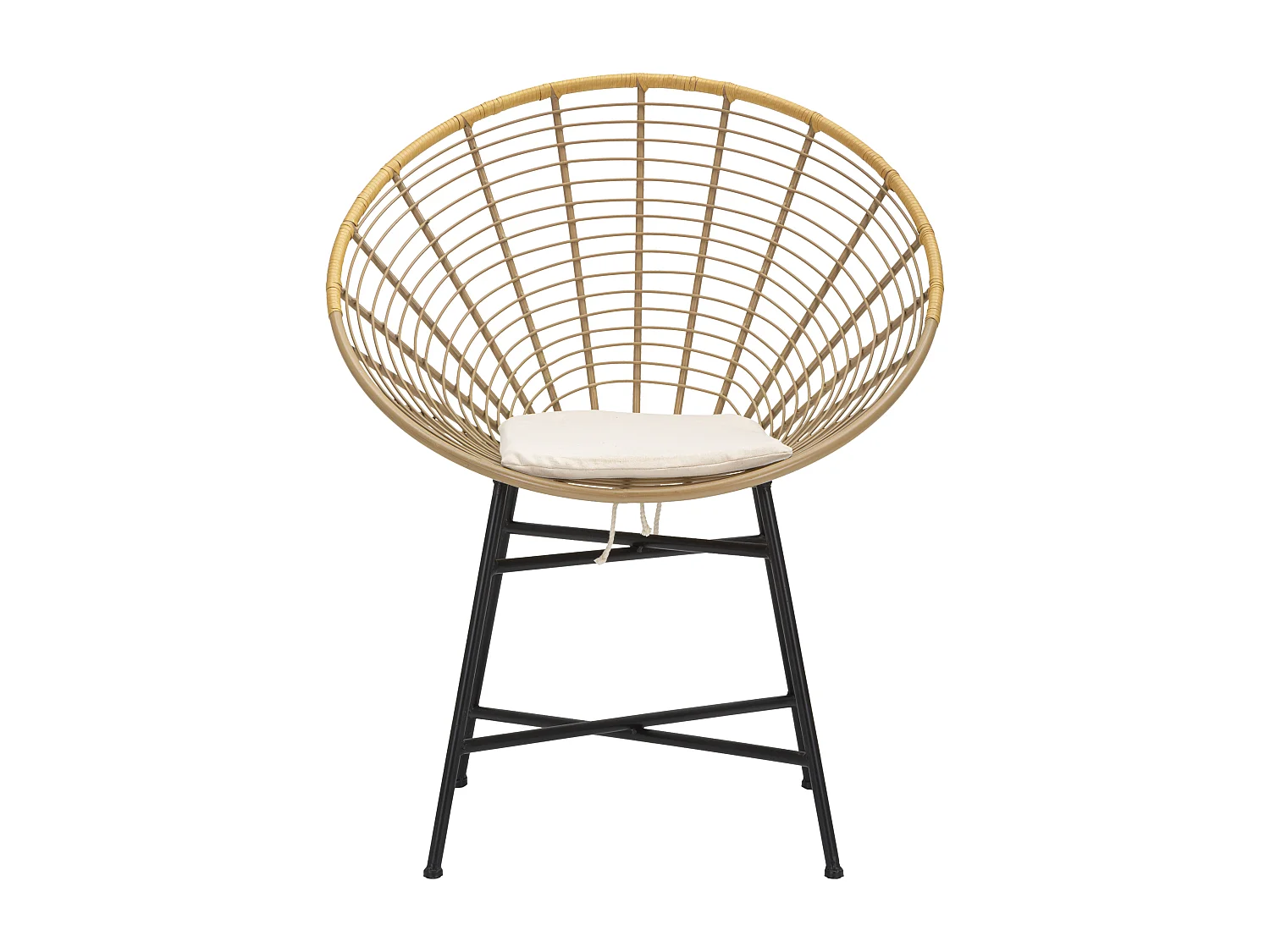 Metall- und Rattanstuhl mit weißem Kissen Boho-Chic Panama