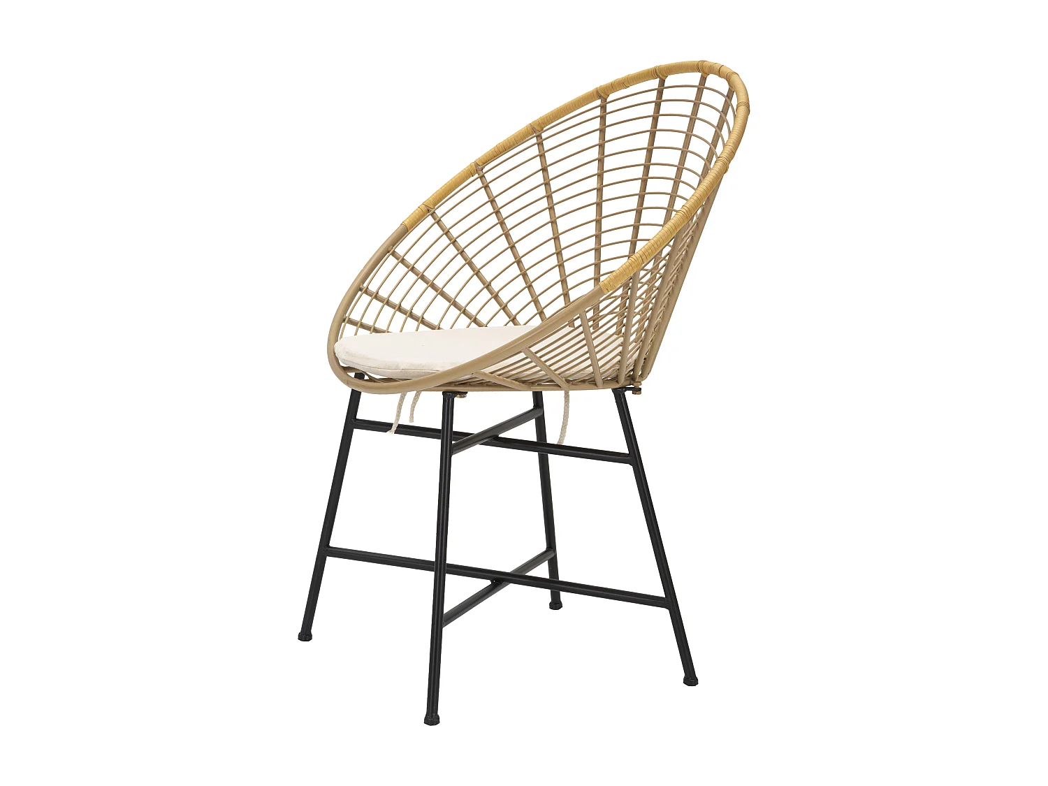 Metall- und Rattanstuhl mit weißem Kissen Boho-Chic Panama