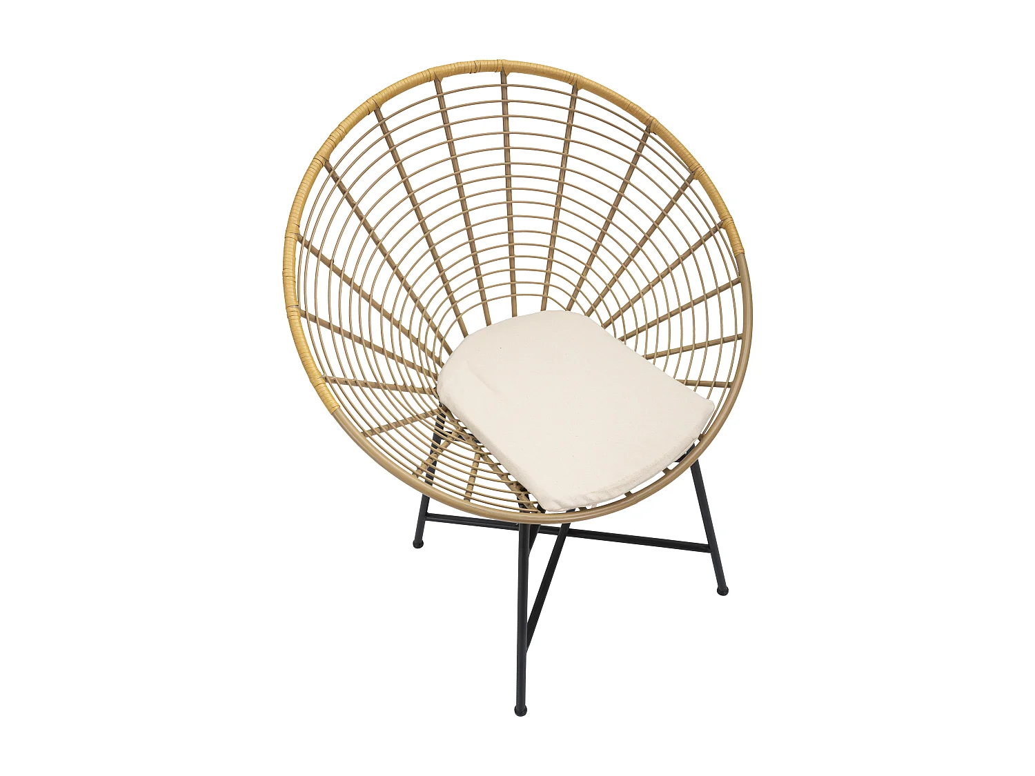 Metall- und Rattanstuhl mit weißem Kissen Boho-Chic Panama