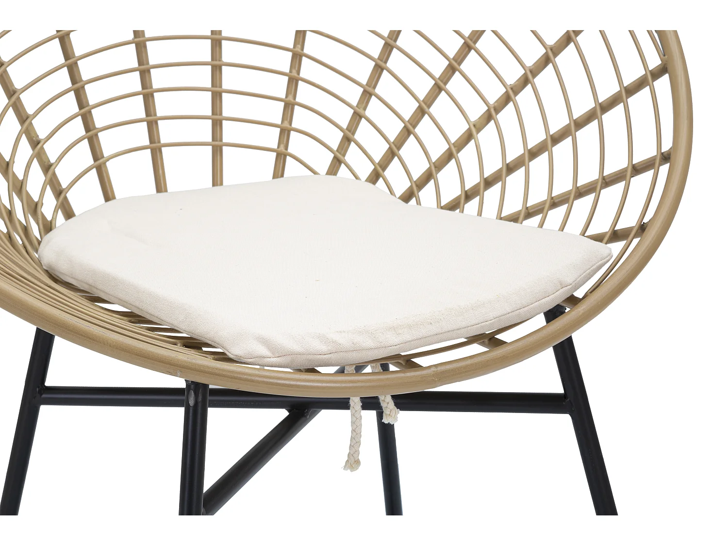 Metall- und Rattanstuhl mit weißem Kissen Boho-Chic Panama