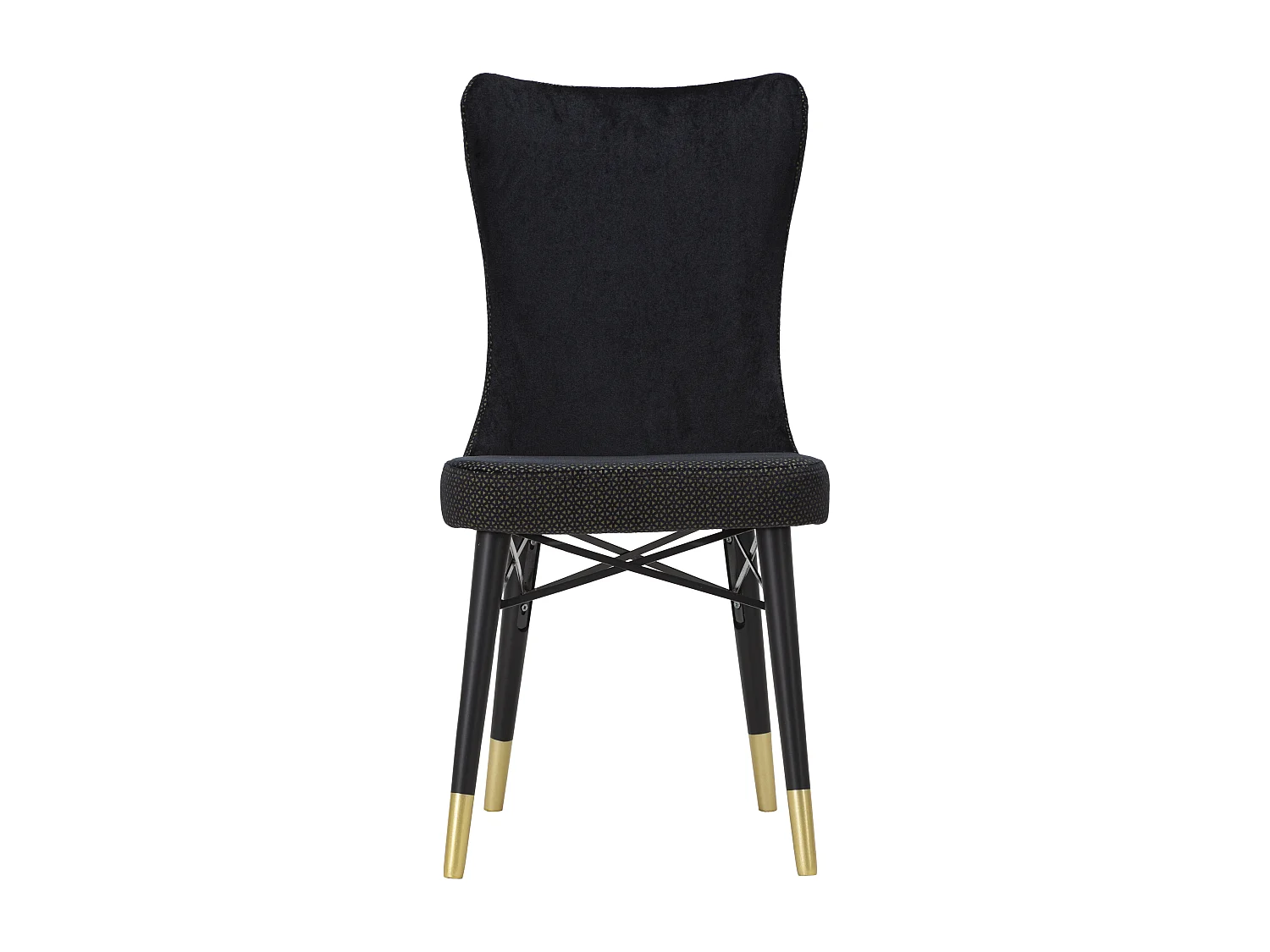 Set di 2 sedie in tessuto nere con gambe nere e dorate cm 40x65x99