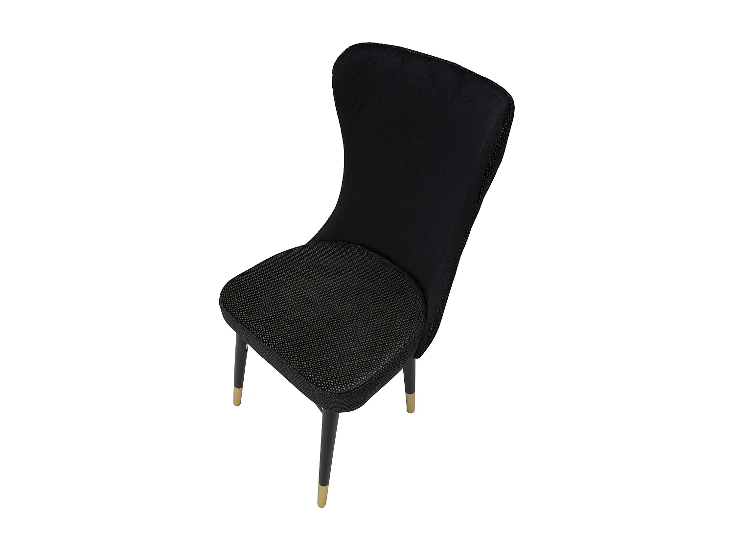 Set di 2 sedie in tessuto nere con gambe nere e dorate cm 40x65x99