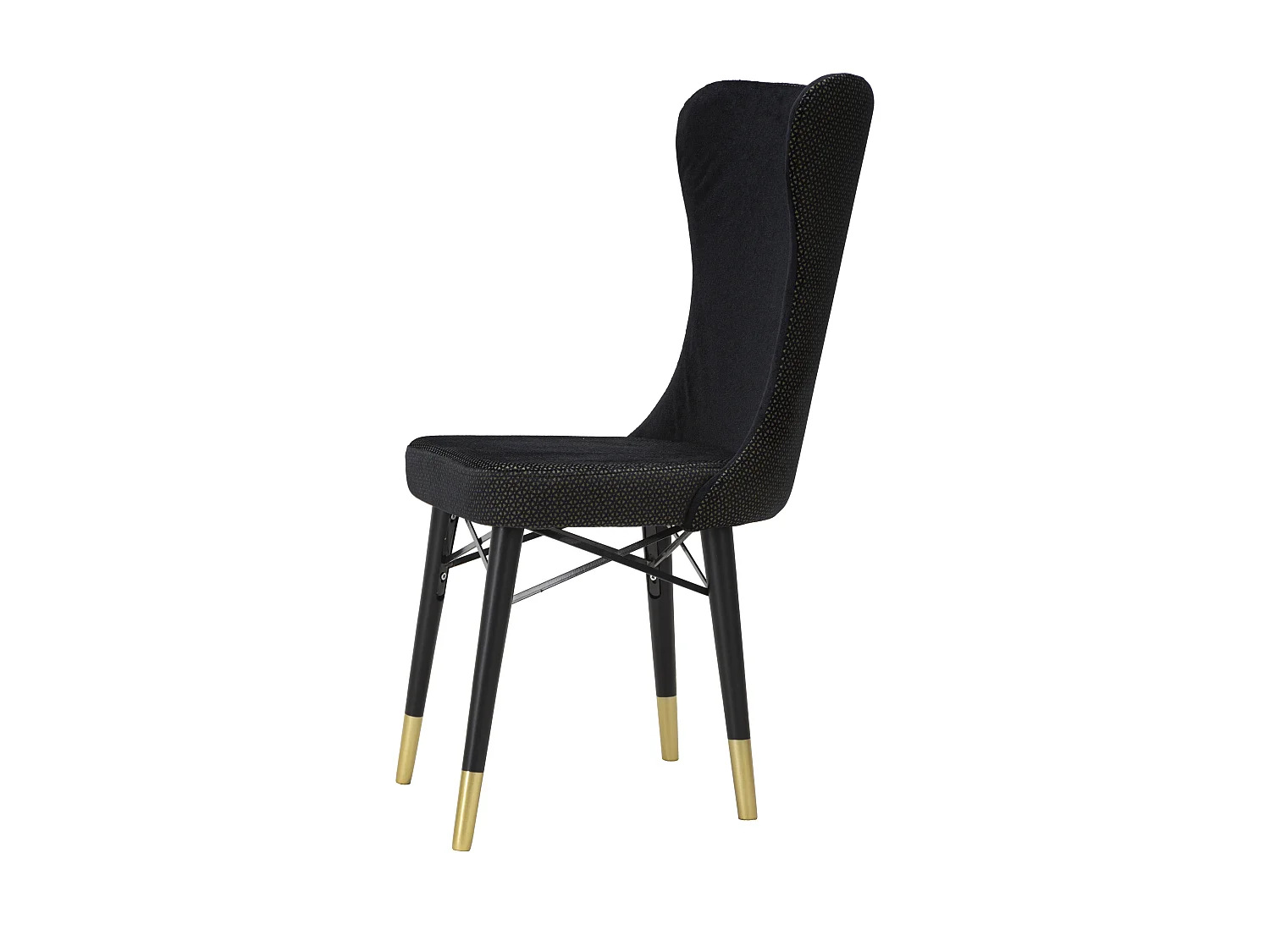 Set di 2 sedie in tessuto nere con gambe nere e dorate cm 40x65x99