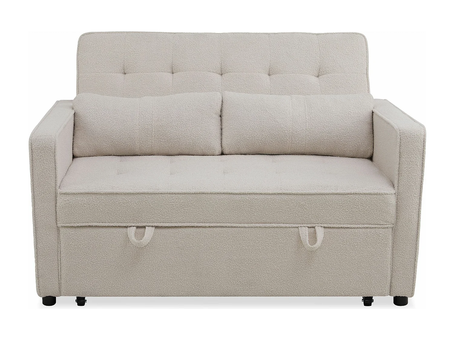 Canapé convertible 2 places Komaria Tissu bouclette Crème