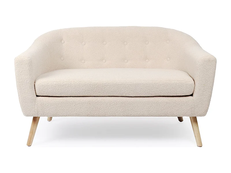 Canapé 2 places style scandinave Savoy Tissu Bouclette Beige